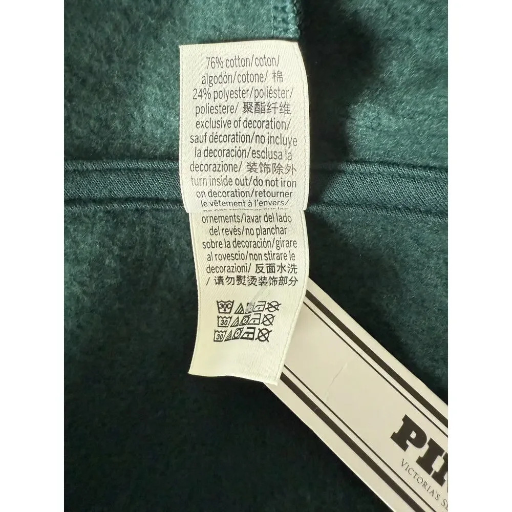 Victoria's Secret PINK Long Sleeve Full Zip Fleece Green Sweatshirt  Size XXL - Picture 9 of 11